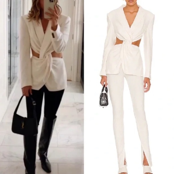 NWT Spring Must Have L'Academie Revolve Emmy Blazer Ivory White Cut Out Small - Picture 2 of 7